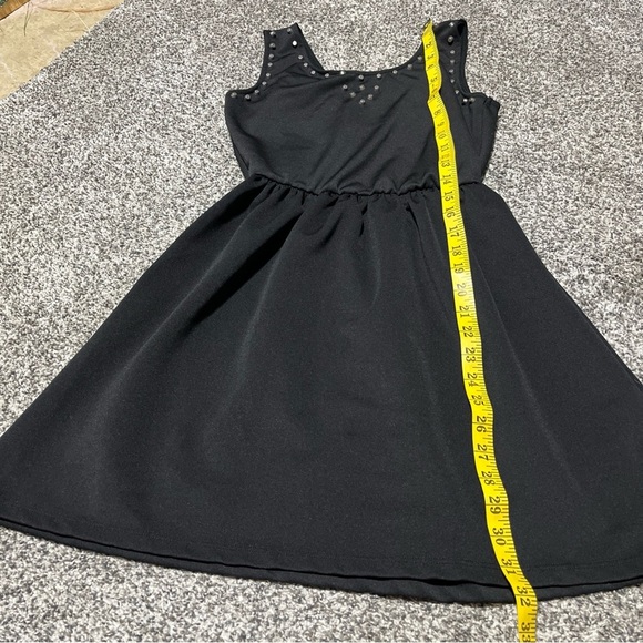 Poof Couture Womens A Line Dress Black  Studs Stretch Scoop Neck Sleeveless L - Picture 2 of 11